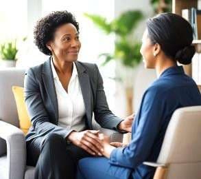 Two women in a mentoring conversation